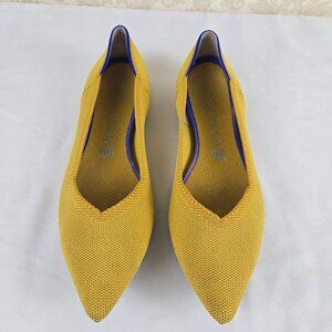 Rothy's Size 11 Yellow Pointed Toe Flats Removable Insole 100% Recycled Textile